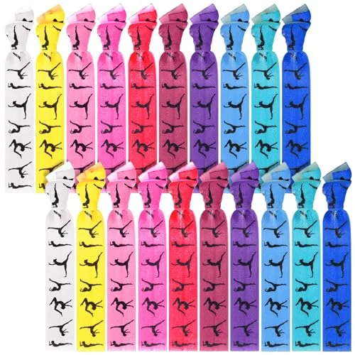 20 Pieces Girls Gymnastics Hair Ties No Crease, cute colors, product photo