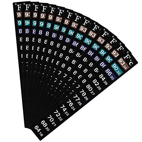 20 Pieces Stick on Temperature Strip Adhesive Thermometer Sticker, black, product photo