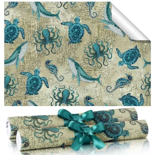 20 Sheet Summer Ocean Theme Scented Drawer Liners for, colorful, product photo