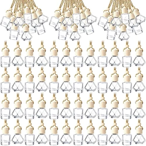 200 Pcs Hanging Car Diffuser Bottle Bulk Empty Clear, diamond, round, product photo