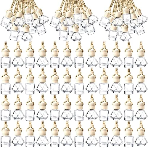 200 Pcs Hanging Car Diffuser Bottle Bulk Empty Clear, diamond, round, product photo