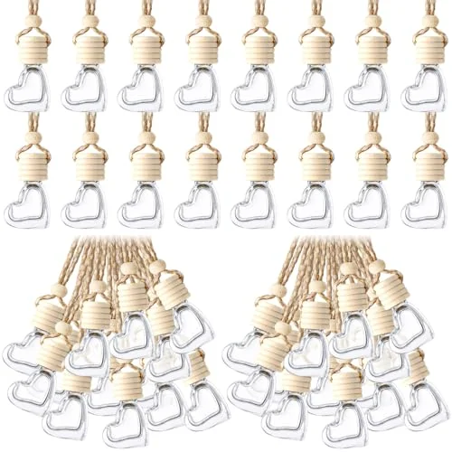 200 Pcs Hanging Car Diffuser Bottles Bulk, heart, product photo