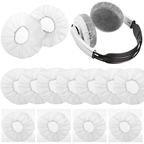 200 Pieces Disposable Headphone Ear Cover Non-Woven Sanitary Earpad, white, product photo