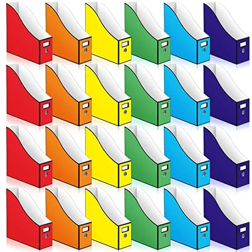 24 Pcs Cardboard Magazine File Holder, multicolor, product photo