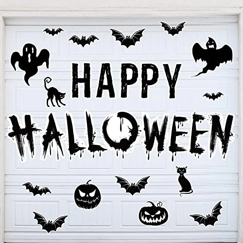 24 Pcs Halloween Garage Door Decoration Black Garage Door, spooky style, product photo