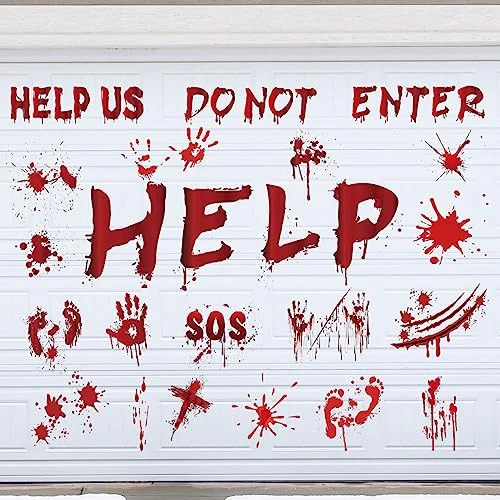 24 Pcs Halloween Garage Door Decoration Black Garage Door, bloody style, product photo