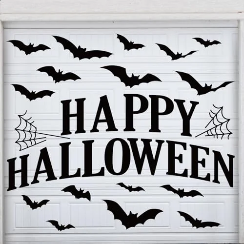 24 Pcs Halloween Garage Door Decoration Black Bats Garage, bat style, product photo