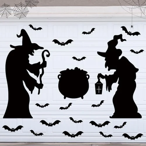 24 Pcs Halloween Garage Door Decoration Waterproof Witch Halloween, witch style, product photo