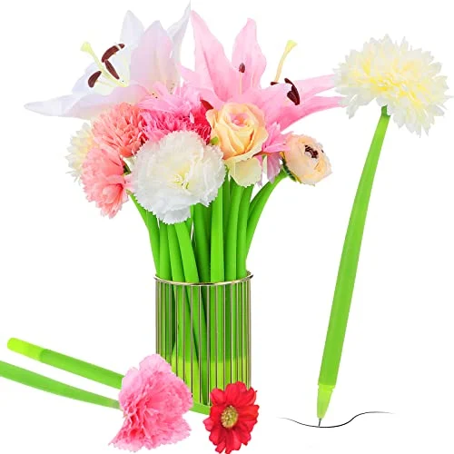 24 Pcs Mother's Day Flower Pens Daisy Rose Lily (B0BML61K8Y), rose, product photo