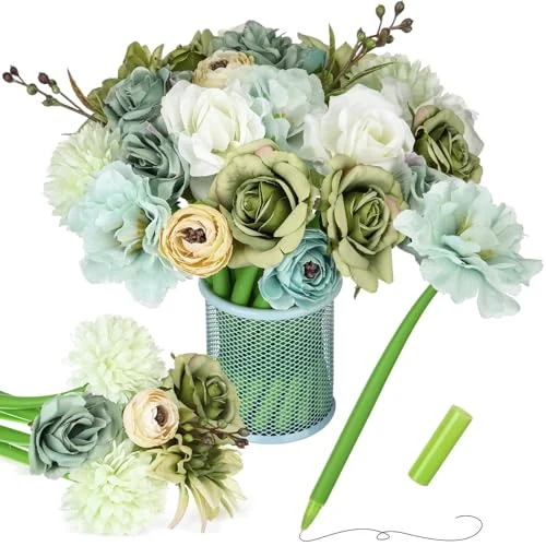 24 Pcs Mother's Day Flower Pens Daisy Rose Lily, as shown in the pictures, product photo