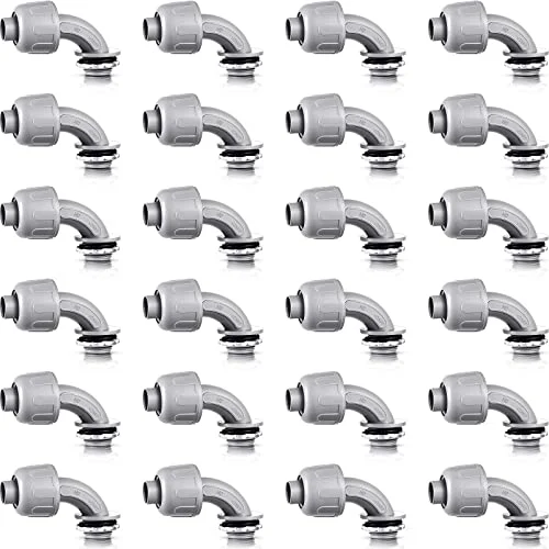 24 Pieces 1/2 Inch Liquid Tight Connector Flexible Non, gray, product photo