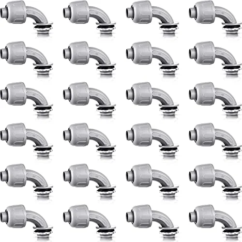 24 Pieces 1/2 Inch Liquid Tight Connector Flexible Non, gray, product photo