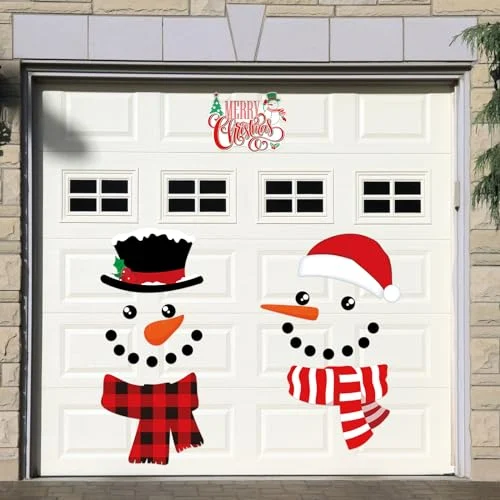 25 Pcs Christmas Garage Door Magnet Decorations Xmas Garage, snowman style, product photo