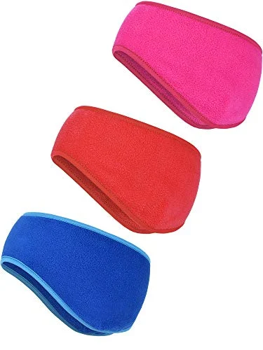 3 Pcs Fleece Ear Warmers Muffs Women Headband Ear, blue, red, rosy, product photo