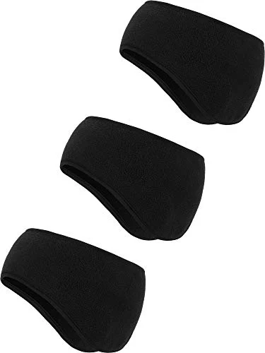 3 Pcs Fleece Ear Warmers Muffs Women Headband Ear, black, product photo