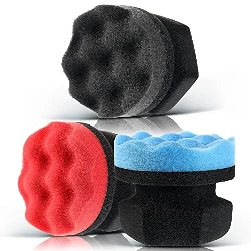 3 Pieces Tire Shine Applicator Pads - Dressing Sponge, black, red, blue, product photo
