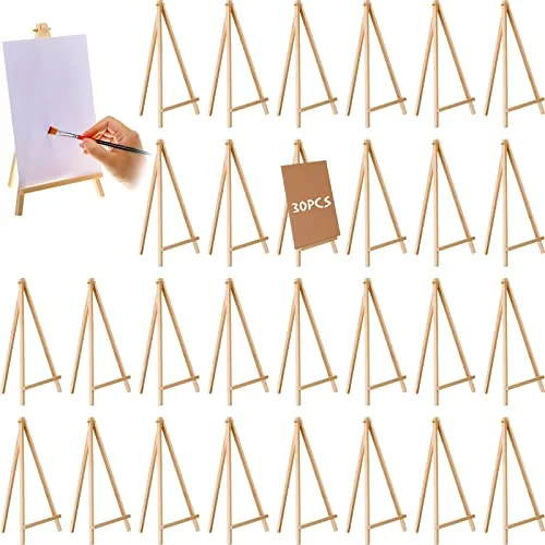 30 Pack 12 x 6 Inch Tall Wood Easels, as shown in the picture, product photo