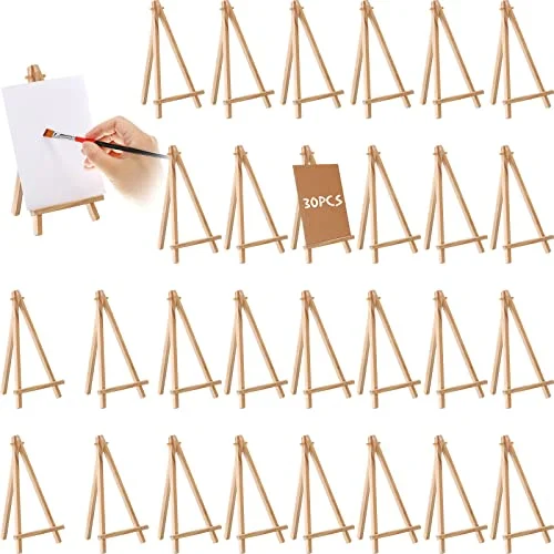 30 Pack Tall Wood Easels Tabletop Display Easels Art, as shown in the picture, product photo