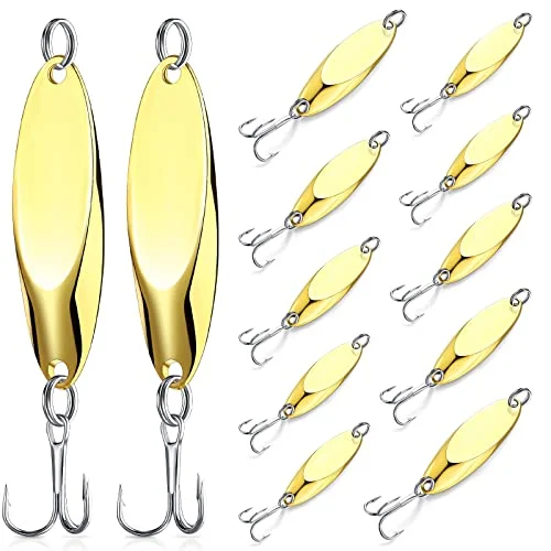 30 Pieces Fishing Spoons Lures, gold, product photo