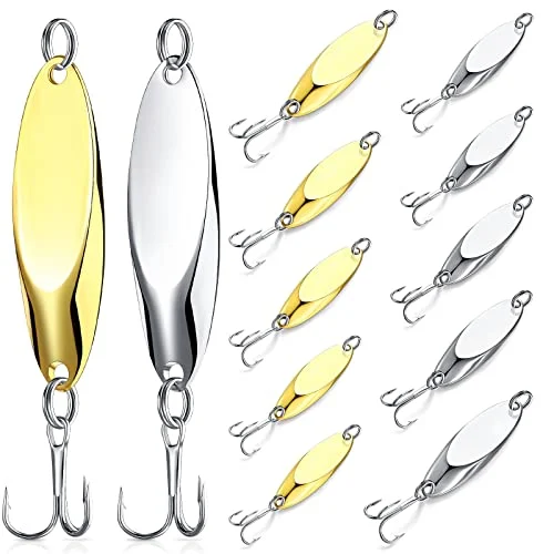 30 Pieces Fishing Spoons Lures, gold, silver, product photo
