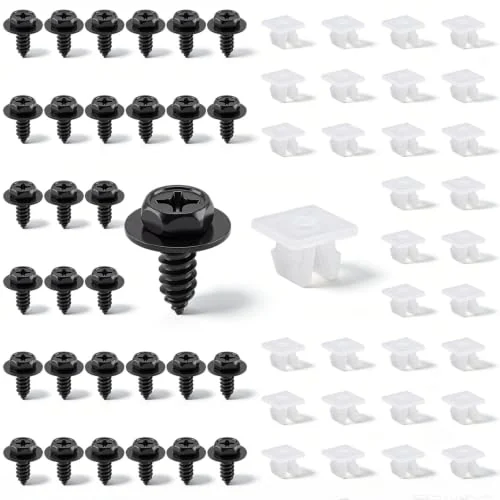 30 Sets Bumper Cover Splash Shield Mud Guard Screw, black, product photo