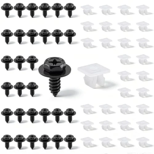 30 Sets Bumper Cover Splash Shield Mud Guard Screw, black, product photo