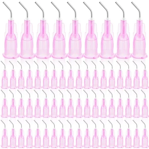 300 Pcs Bent Dispensing Tips Blunt Tip Dispensing Needles, pink, product photo