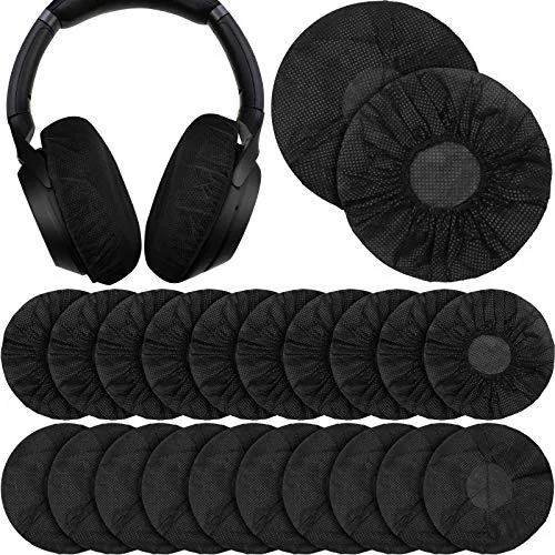 300 Pieces Disposable Headphone Covers Non Woven Sanitary Fabric, black, product photo