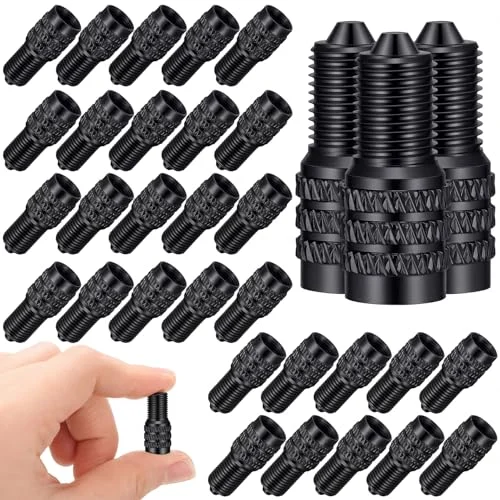 32 Pcs Double Seal Tire Valve Stem Caps Inflate, black, product photo
