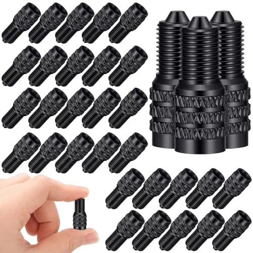 32 Pcs Double Seal Tire Valve Stem Caps Inflate, black, product photo