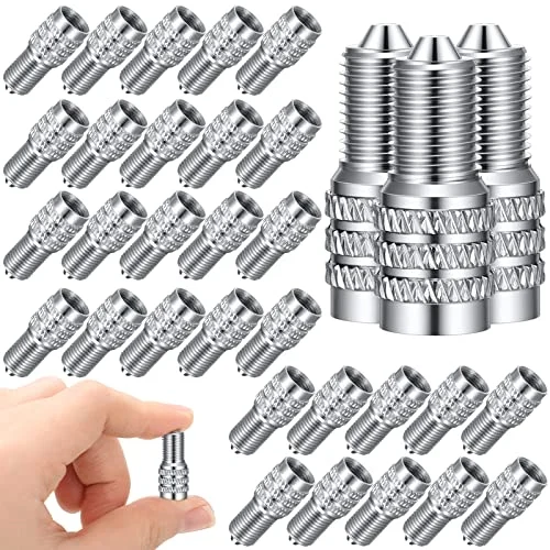 32 Pcs Double Seal Valve Stem Caps Inflate Tire, silver, product photo