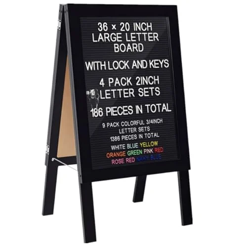 36 x 20 Inch Double Sided Large A Frame, black, product photo