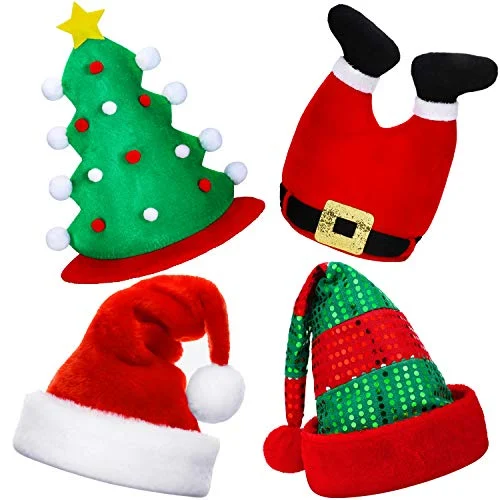 4 Pcs Funny Christmas Hats Unisex Novelty Santa Claus, multicoloured, product photo