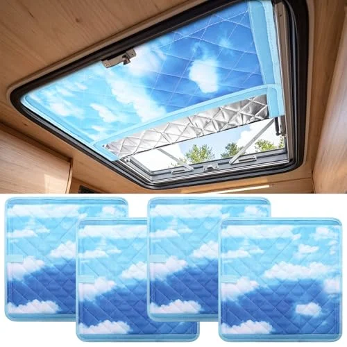 4 Pcs Rv Skylight Insulation Cover 16″x16″ Foldable Rv, blue, white, black, product photo