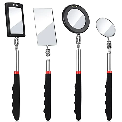 4 Pieces Telescoping Inspection Mirror Telescoping LED Lighted Flexible, product photo