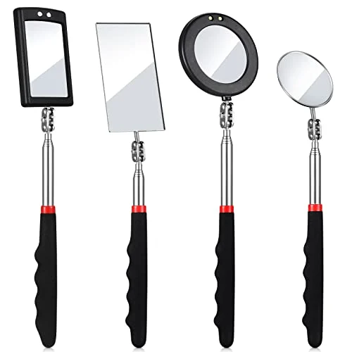 4 Pieces Telescoping Inspection Mirror Telescoping LED Lighted Flexible, product photo