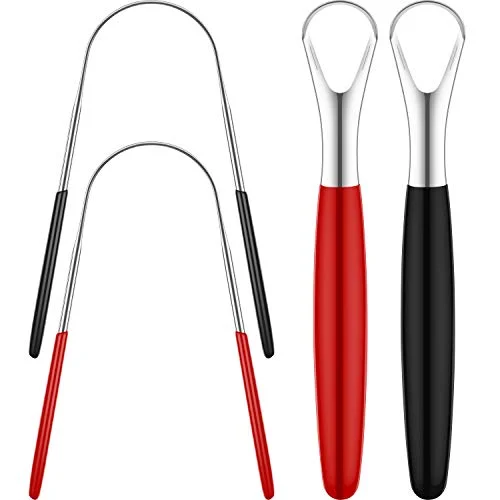4 Pieces Tongue Scrapers, black/red, product photo