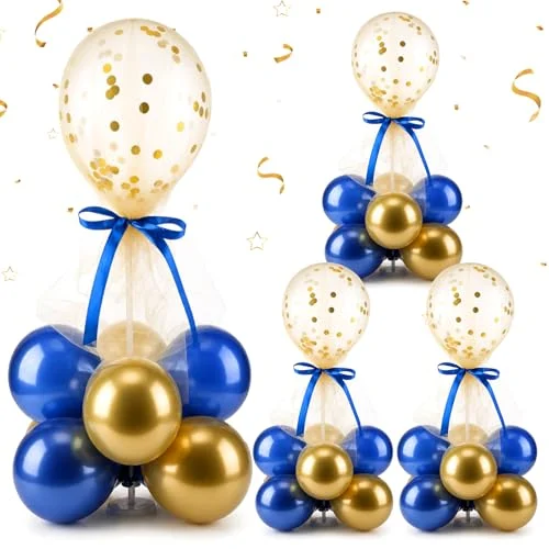 4 Set Table Centerpieces Balloons Stand Kit Table Stand, gold and blue, product photo