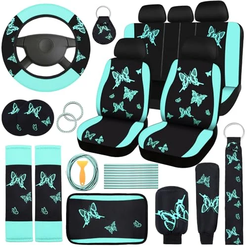 43 Pcs Car Seat Cover Set SUV, mint green, black, product photo