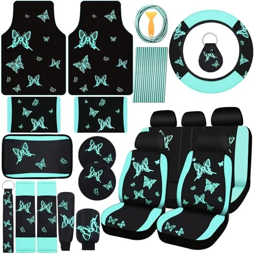 47 Pcs Car Seat Full Set Car Accessories 5, green black, product photo