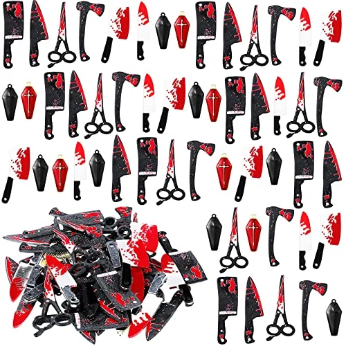 48 Pcs Halloween Charms for Jewelry Making Fake Knife, assorted, product photo