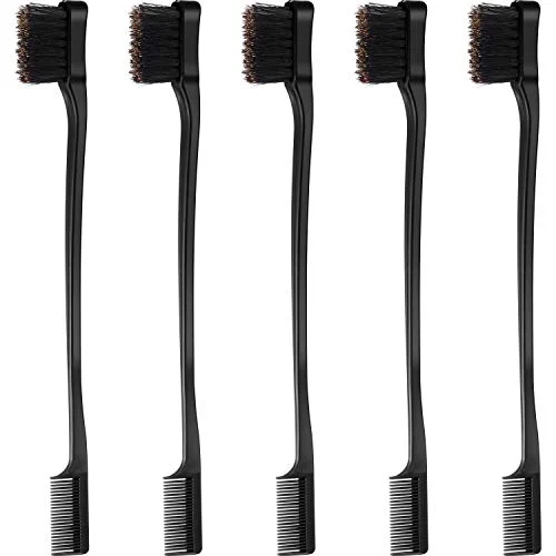 5 Pieces Hair Edge Brush Bulk Double Sided Control, black, product photo