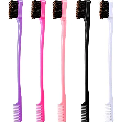 5 Pieces Hair Edge Brush Double Sided Brush with, purple,rose,white, product photo