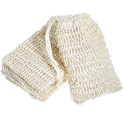 5 Pieces Soap Saver Bag Cotton Linen Exfoliating Soap, beige, product photo