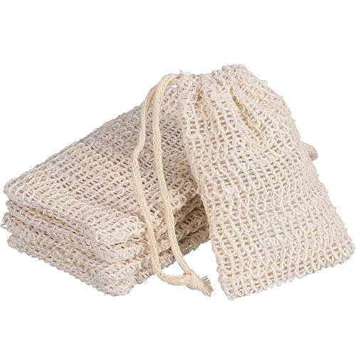 5 Pieces Soap Saver Bag Cotton Linen Exfoliating Soap, beige, product photo