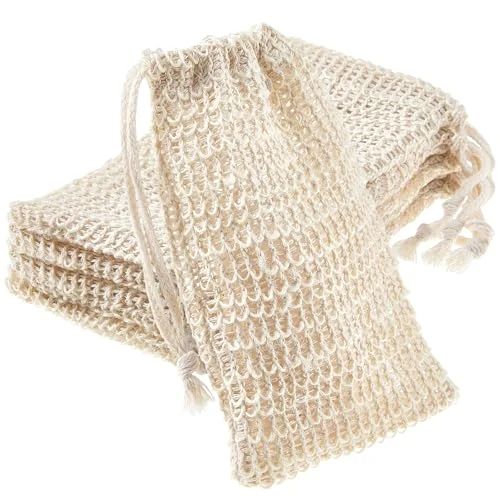 5 Pieces Soap Saver Bag Cotton Linen Exfoliating Soap, beige, product photo
