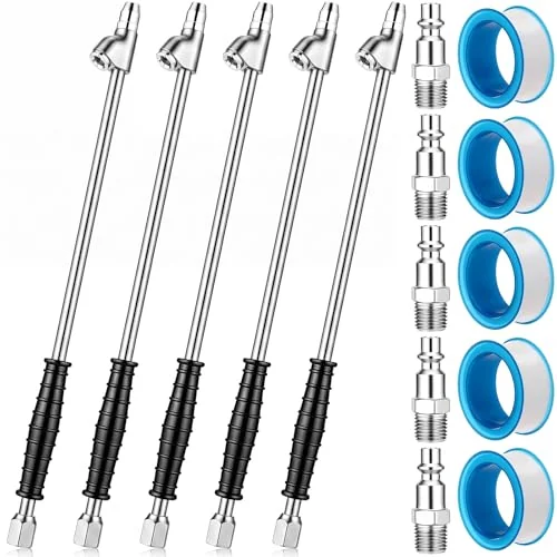 5 Sets Silver Air Chuck Set with Silicone Handle, silver, product photo