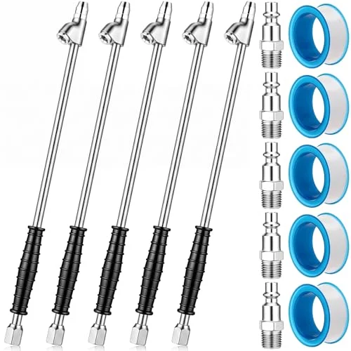 5 Sets Silver Air Chuck Set with Silicone Handle, silver, product photo