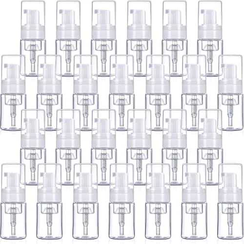 50 Pack Foam Pump 1oz/30ml Refillable Dispenser Travel Size, transparent, product photo