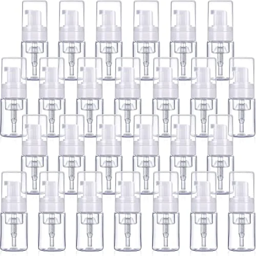50 Pack Foam Pump 1oz/30ml Refillable Dispenser Travel Size, transparent, product photo